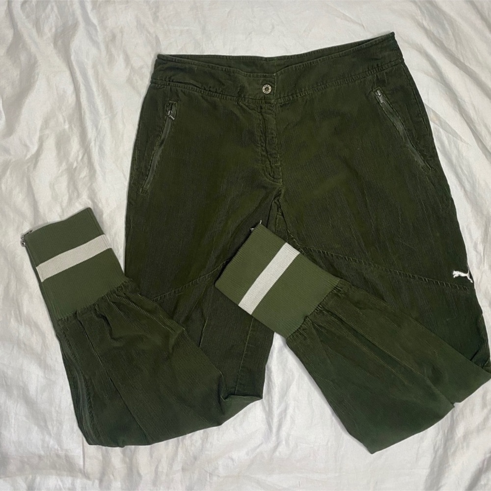 Puma corduroy olive green pant